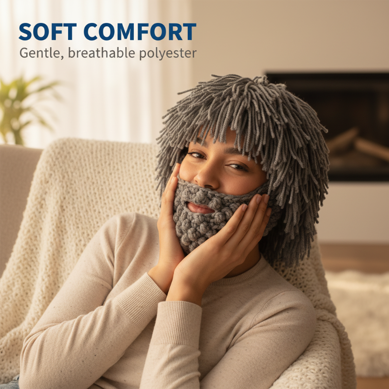 ⏰Καπέλο σε στυλ πανκ με απλή περούκα και πλεκτή γενειάδα-GR