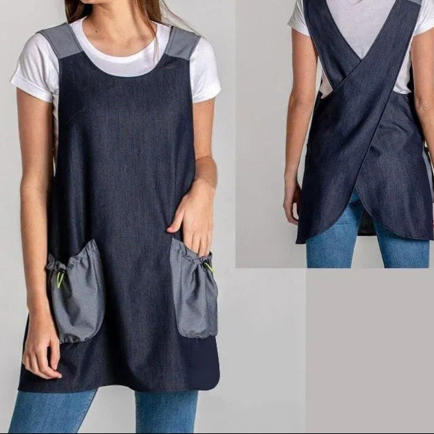 🔥Ženski predpasnik s prekrižanim trakom in brezrokavnikom-GR