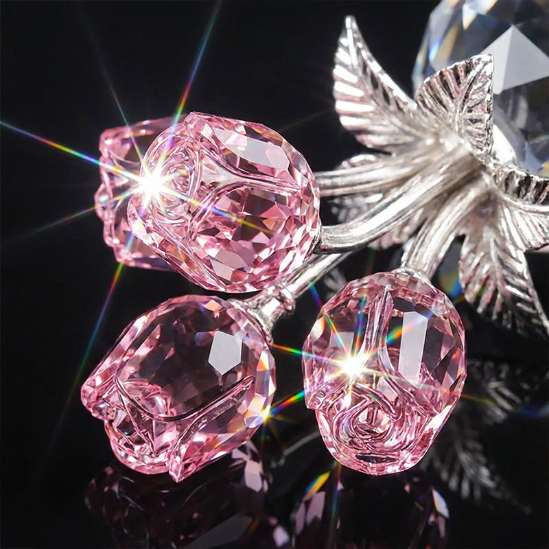 💖Figurica večnega kristalnega cveta vrtnice v vazi-SI