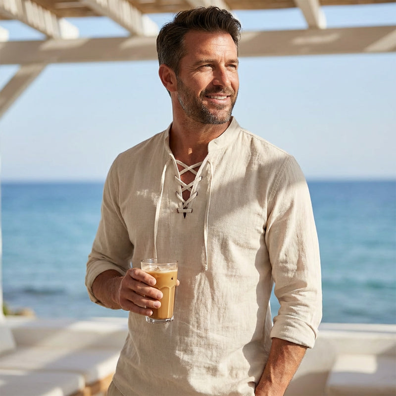 💎 Ανδρικό μονόχρωμο πουκάμισο casual — Αέρινο βαμβακερό ύφασμα ✨-GR