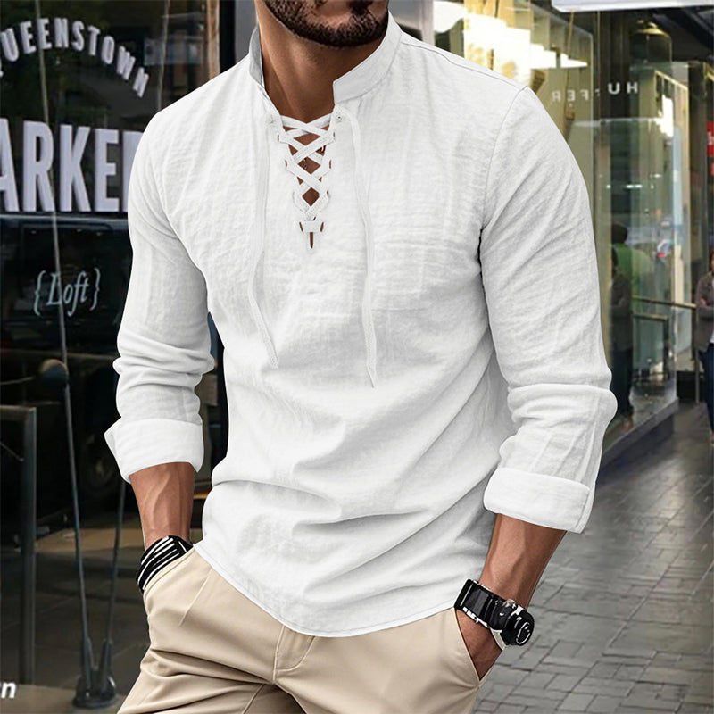 💎 Ανδρικό μονόχρωμο πουκάμισο casual — Αέρινο βαμβακερό ύφασμα ✨-GR