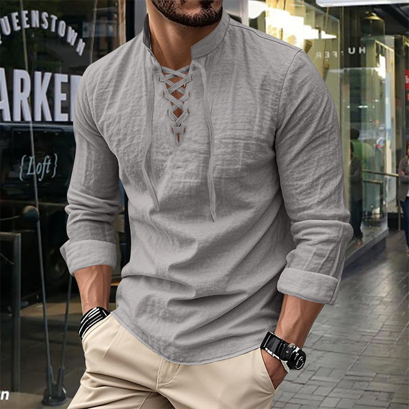 💎 Ανδρικό μονόχρωμο casual πουκάμισο — Διαπνέον βαμβακερό ύφασμα ✨-EL