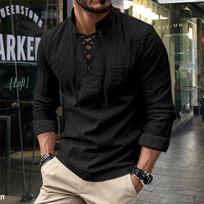💎 Ανδρικό μονόχρωμο casual πουκάμισο — Διαπνέον βαμβακερό ύφασμα ✨-EL