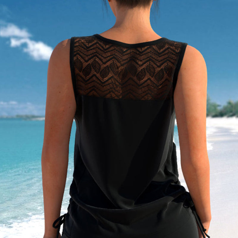👙S-3XL🏖️Naiste mustriline kaheosaline tankini ujumistrikoo-EE